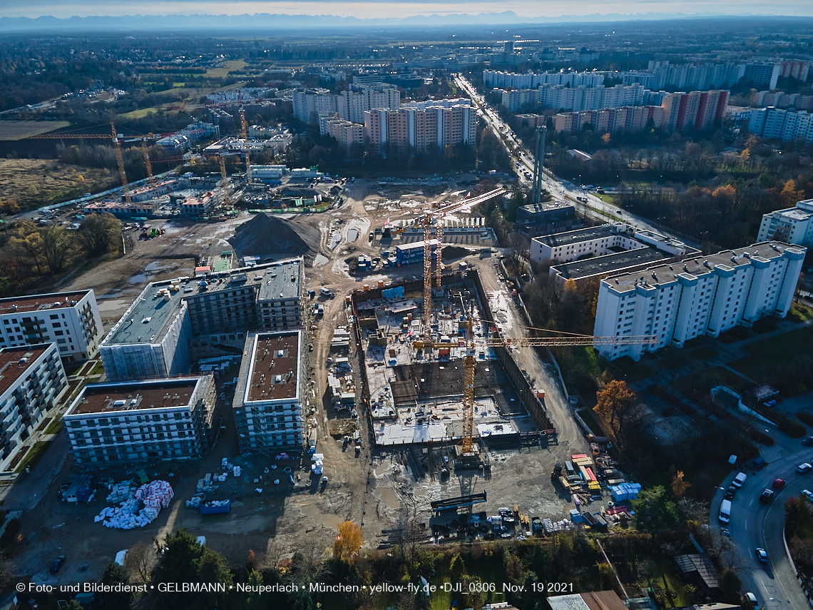 19.11.2021 - Luftbilder von der Baustelle Alexisquartier und Pandion Verde in Neuperlach 19.11.2021 - Luftbilder von der Baustelle Alexisquartier und Pandion Verde in Neuperlach